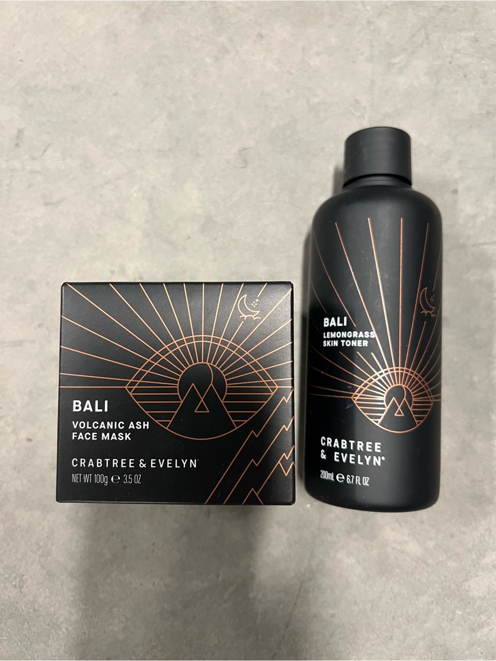 Crabtree & Evelyn Bali Volcanic Ash Mask & Lemongrass Toner.